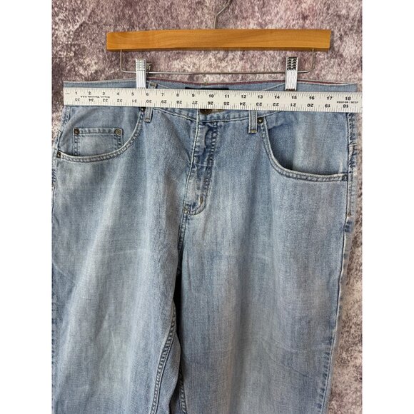 Anchor Blue Jeans Mens 36x34 Blue Y2K Beyond Baggy Loose Fit Wide Leg Distressed - Picture 4 of 12